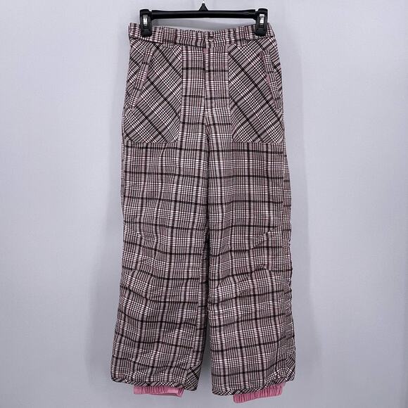 Cherokee Other - Cherokee Youth Sz L Pink Plaid Checkered Snow Ski Pants Adjustable Waist Girls